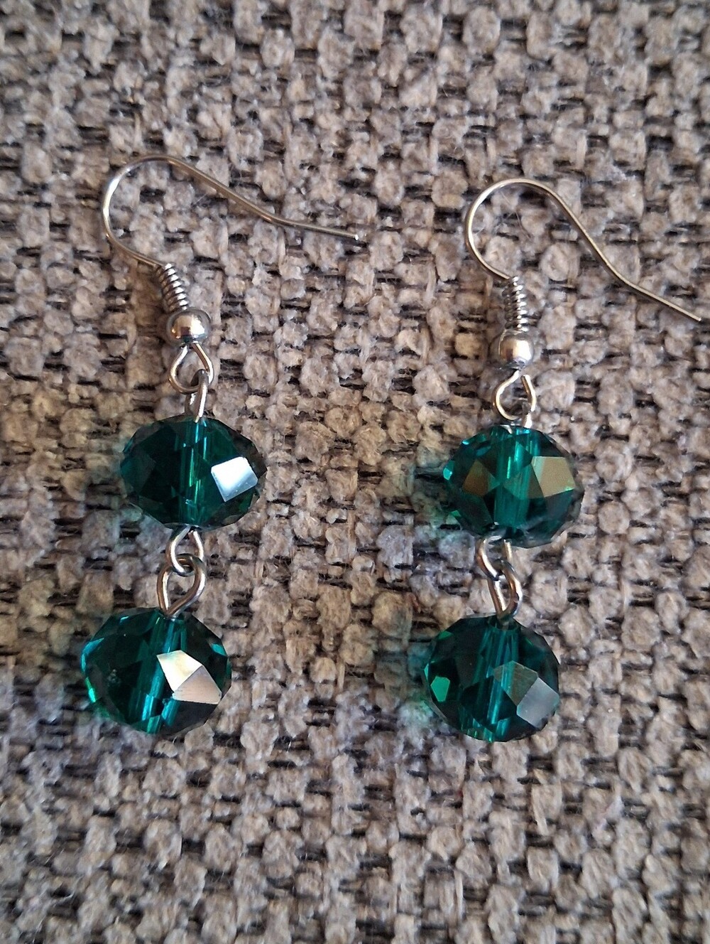 Emerald Green Faceted Crystal Drop Earrings - Women Jewelry